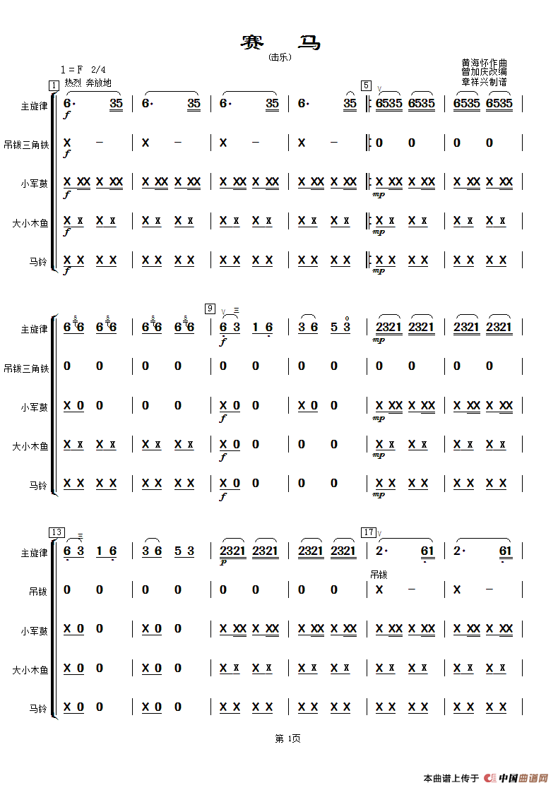 赛马（打击乐分谱）