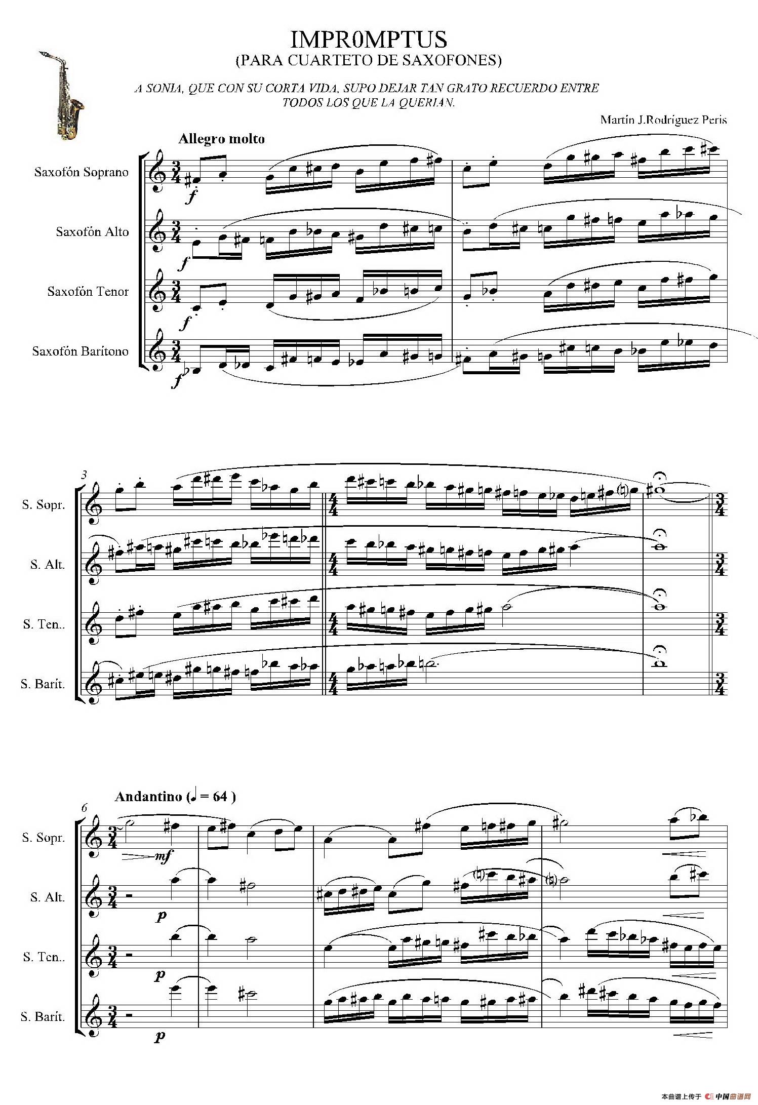 IMPROMTUS（四重奏）萨克斯谱