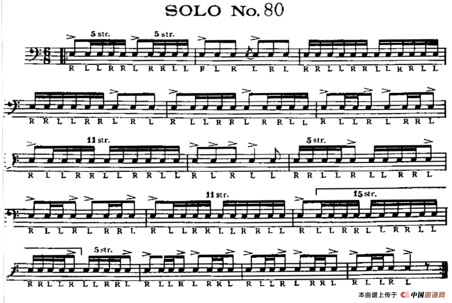 美国军鼓 SOLO No.76-80（爵士鼓谱）