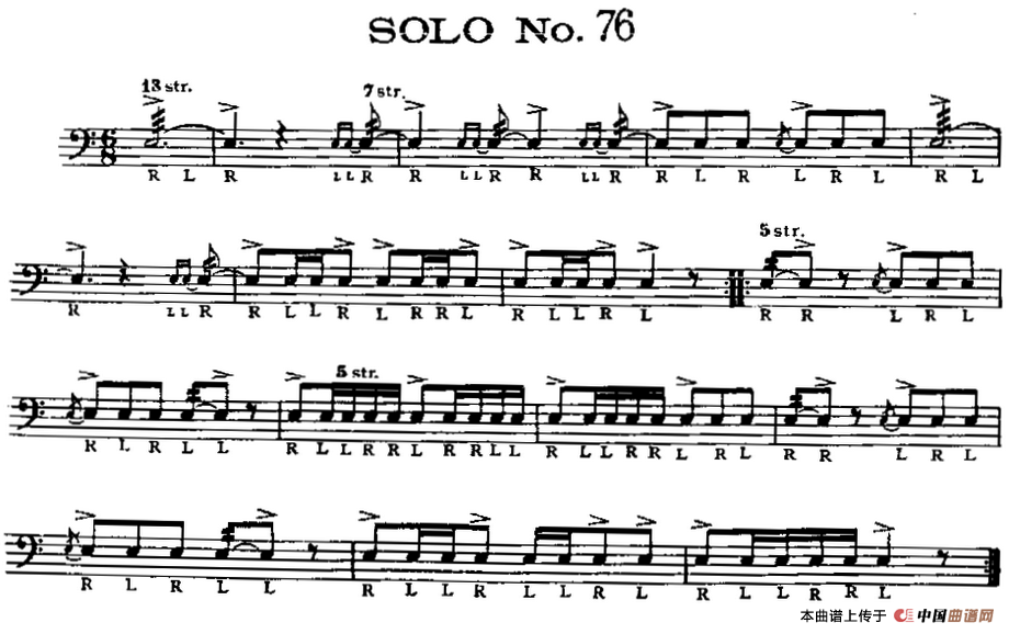 美国军鼓 SOLO No.76-80（爵士鼓谱）