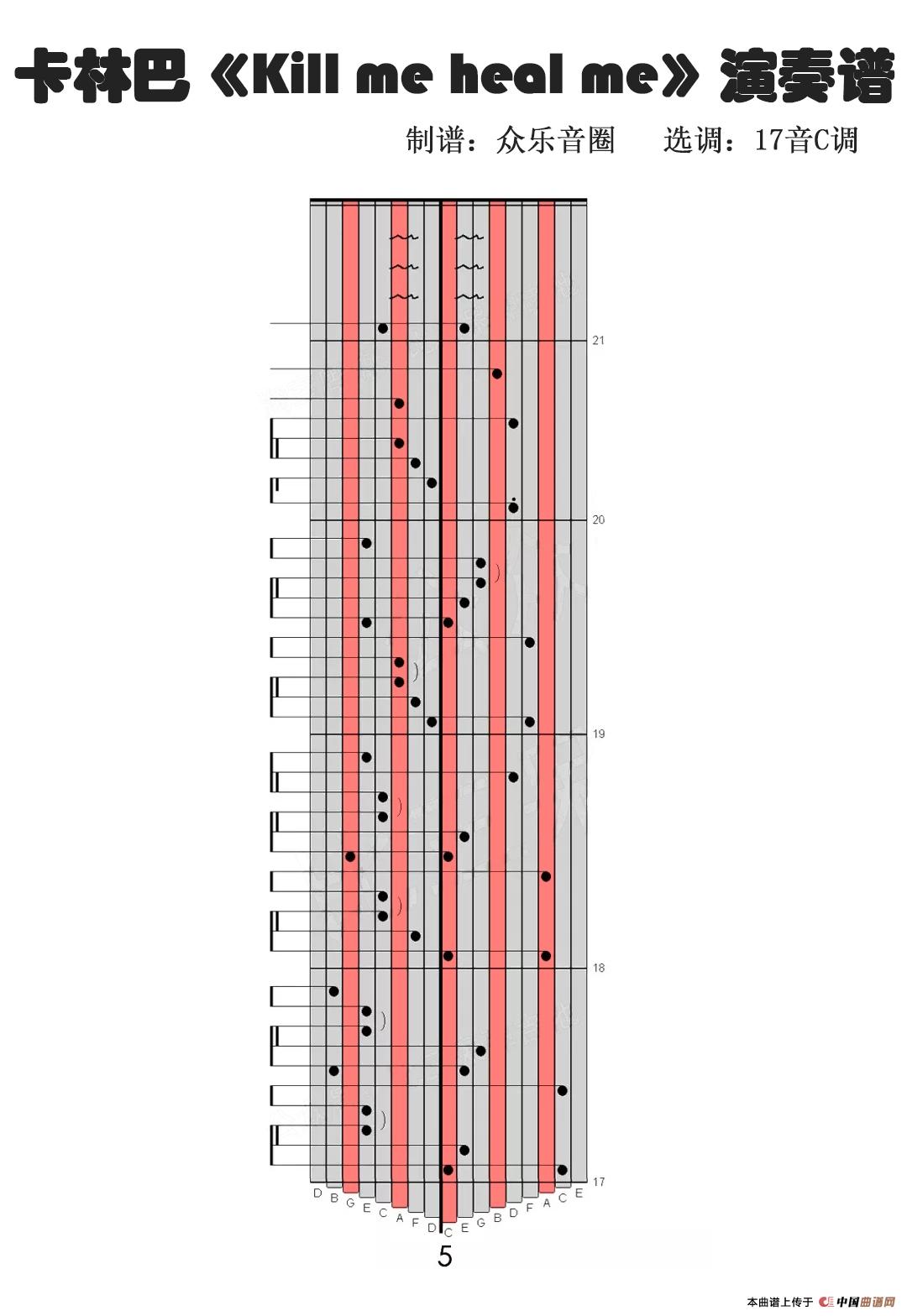 kill me heal me（拇指琴卡林巴琴演奏谱）