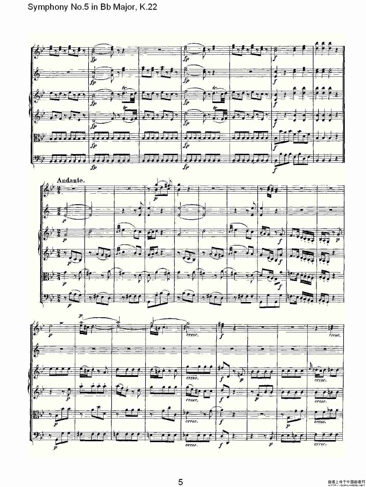 Symphony No.5 in Bb Major, K.22（Bb大调第五交响曲K.22）