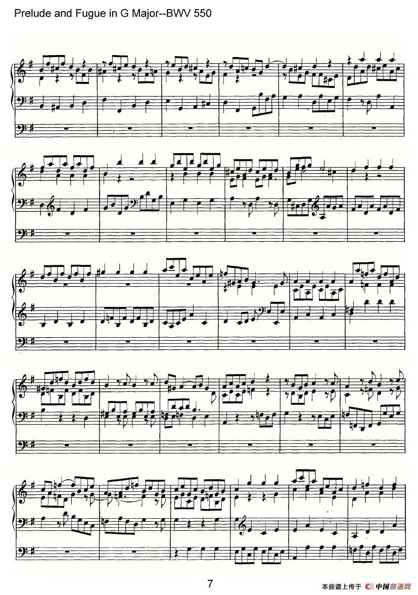 Prelude and Fugue in G Major--BWV 550（管风琴谱）