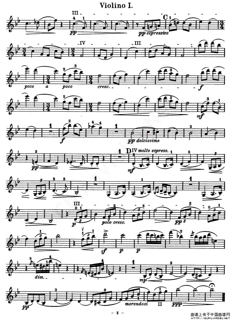 QUARTET No.1 IN D MAJOR Op.11（弦乐四重奏、小提琴分谱