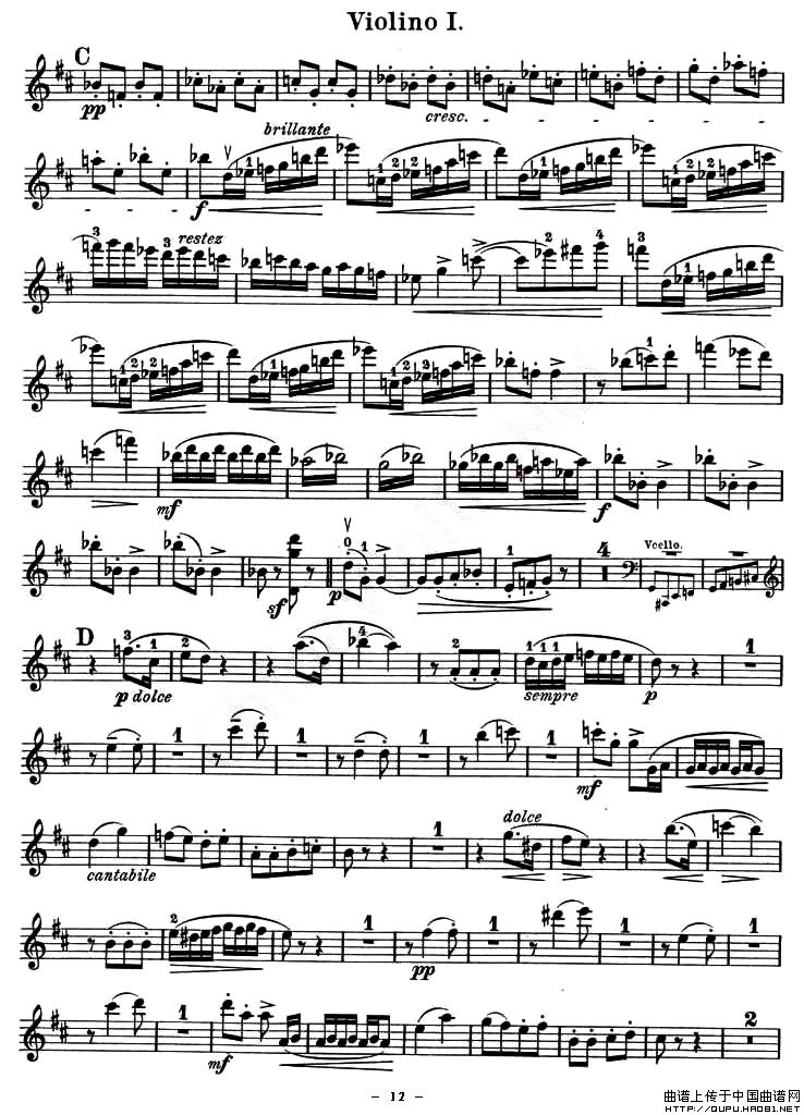 QUARTET No.1 IN D MAJOR Op.11（弦乐四重奏、小提琴分谱