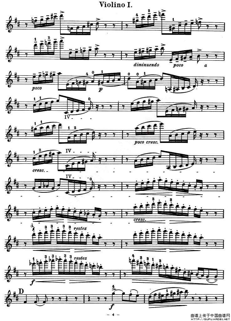 QUARTET No.1 IN D MAJOR Op.11（弦乐四重奏、小提琴分谱