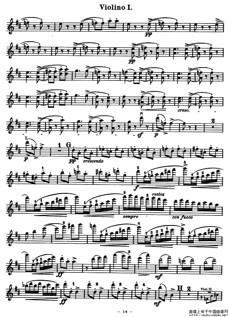 QUARTET No.1 IN D MAJOR Op.11（弦乐四重奏、小提琴分谱