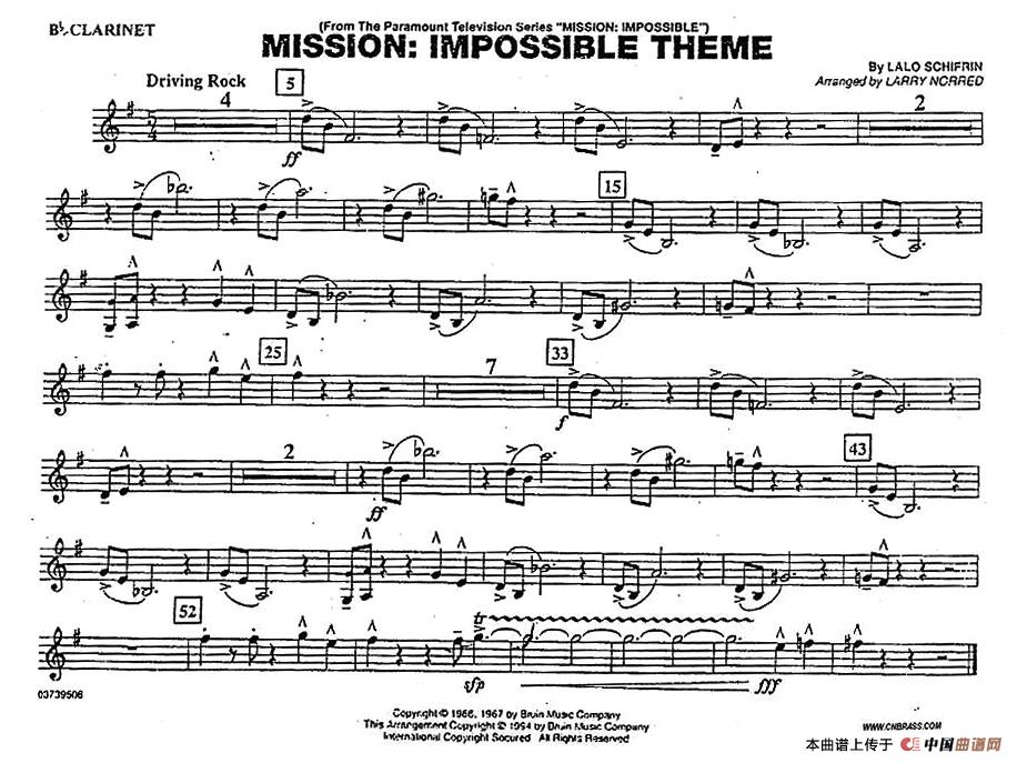 MISSION-IMPOSSIBLE THEME（分谱：单簧管）