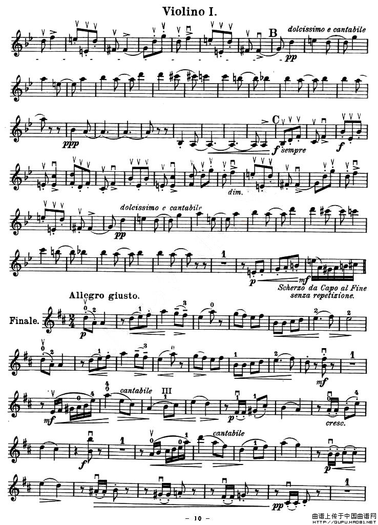 QUARTET No.1 IN D MAJOR Op.11（弦乐四重奏、小提琴分谱