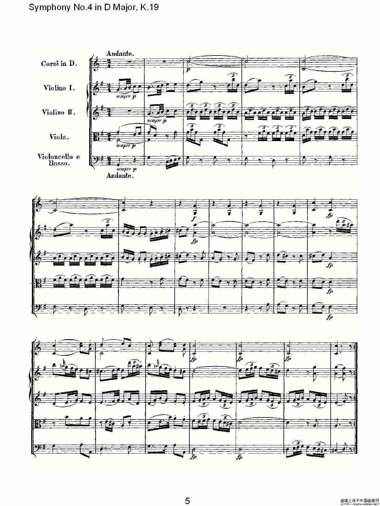 Symphony No.4 in D Major, K.19（Ｄ大调第四交响曲K.19）