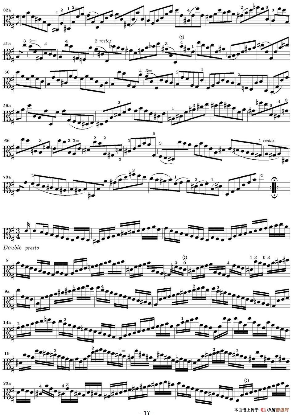 Bach Sonata BWV1002（无伴奏小提琴组曲）