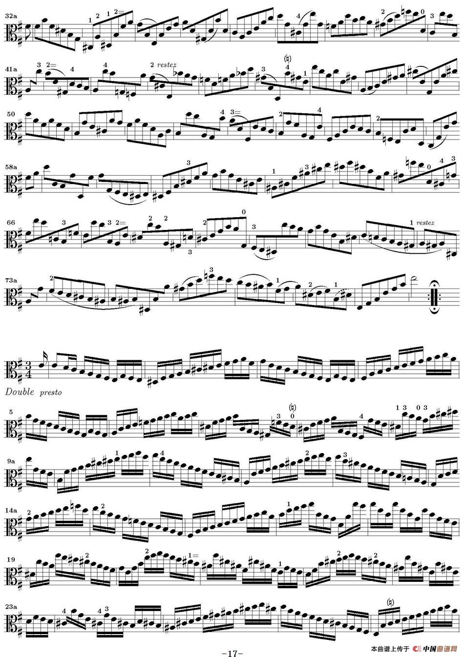 Bach Sonata BWV1002（无伴奏小提琴组曲）