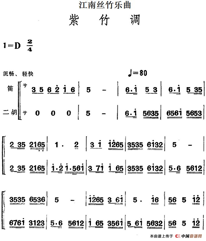 江南丝竹乐曲：紫竹调（笛+二胡）