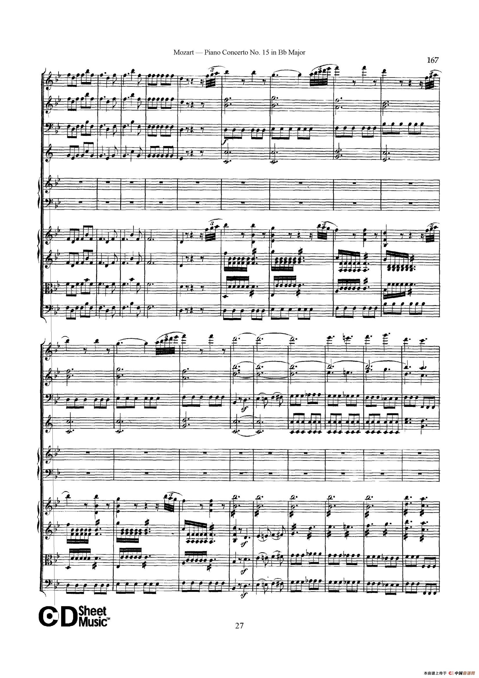 Piano Concerto No.15 in Bb Major K.450 - Full Score （降B大调