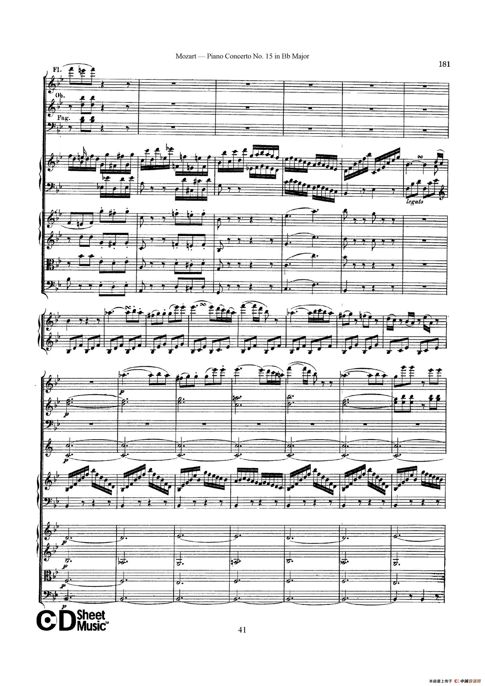 Piano Concerto No.15 in Bb Major K.450 - Full Score （降B大调