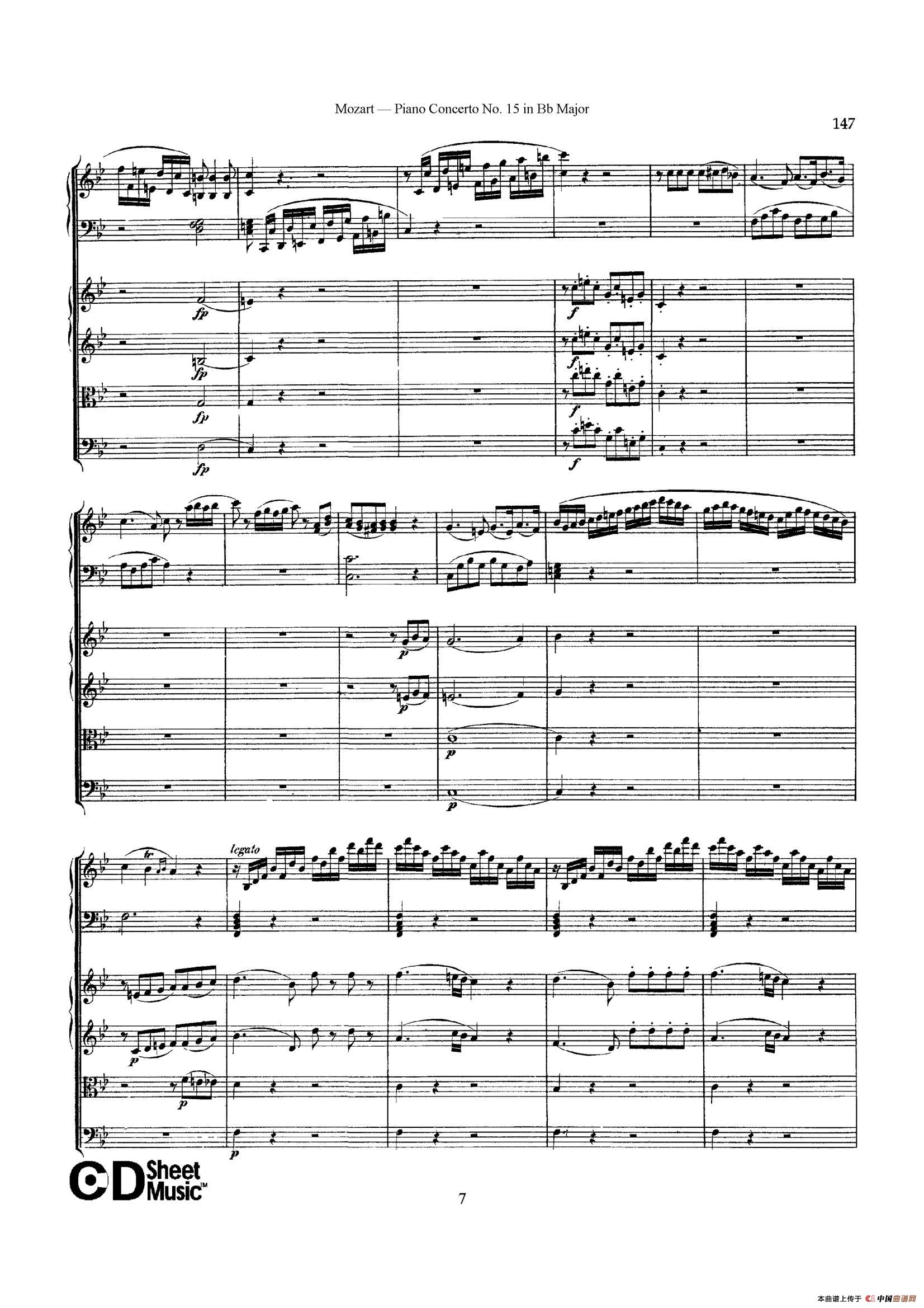 Piano Concerto No.15 in Bb Major K.450 - Full Score （降B大调