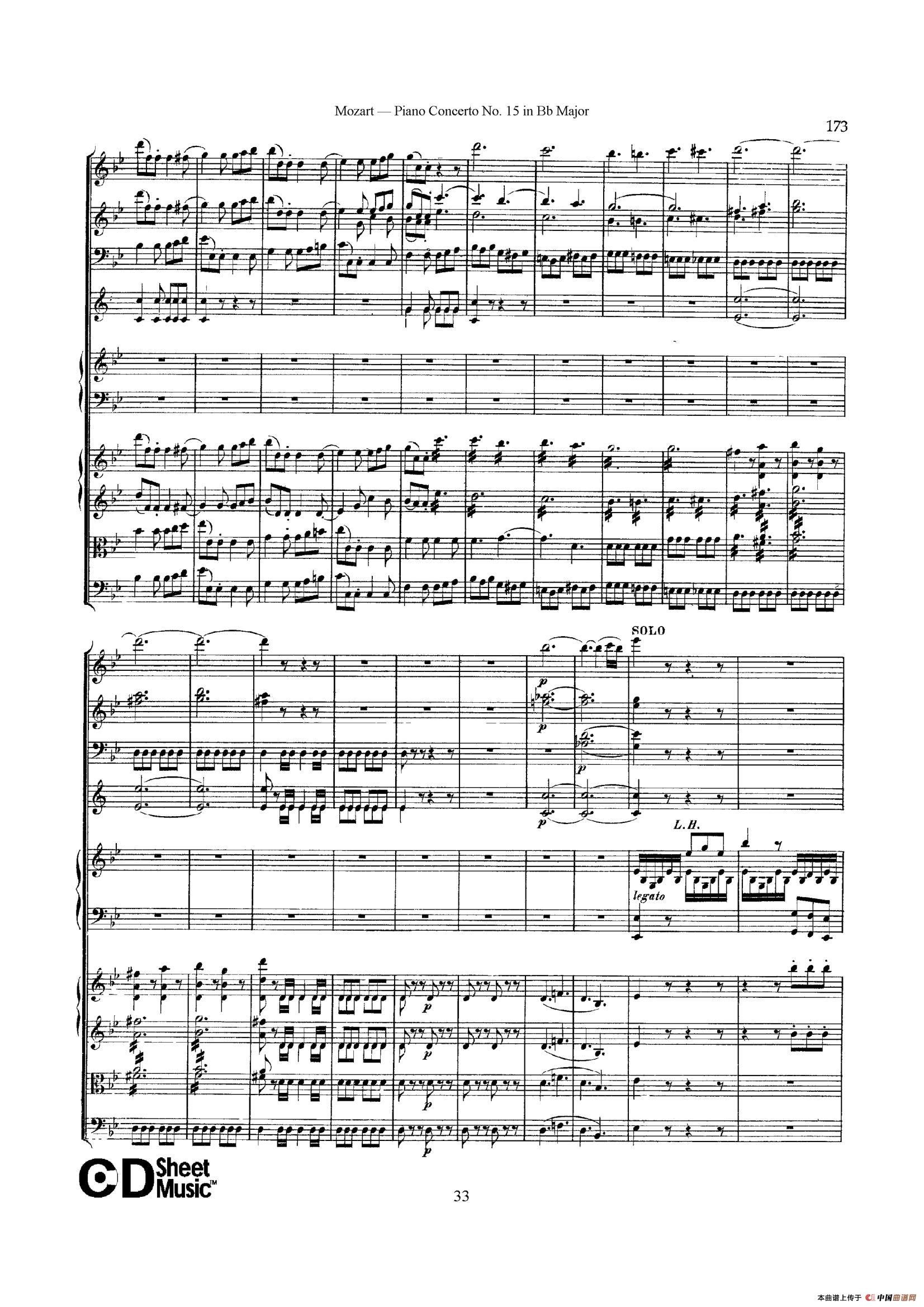 Piano Concerto No.15 in Bb Major K.450 - Full Score （降B大调