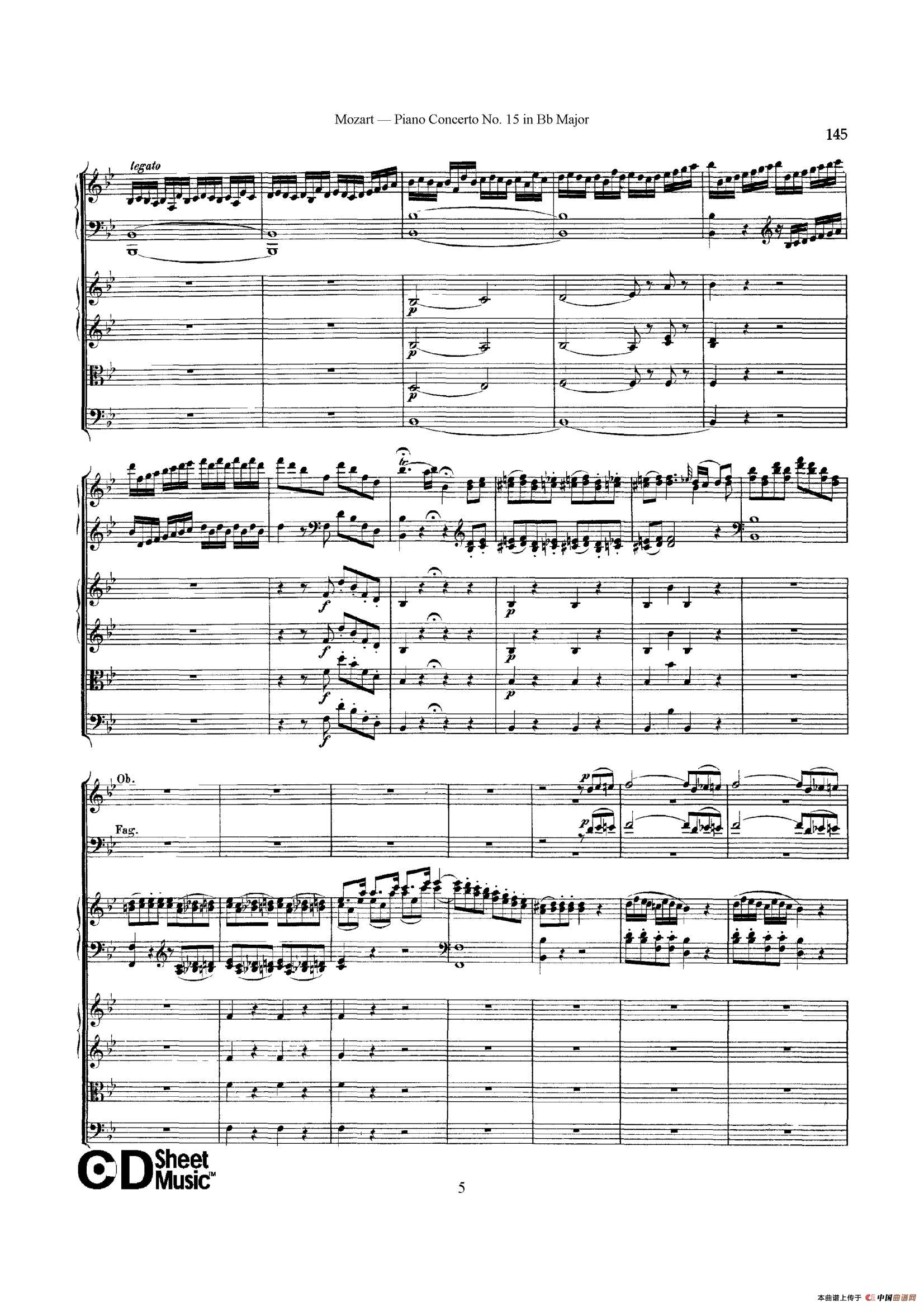 Piano Concerto No.15 in Bb Major K.450 - Full Score （降B大调