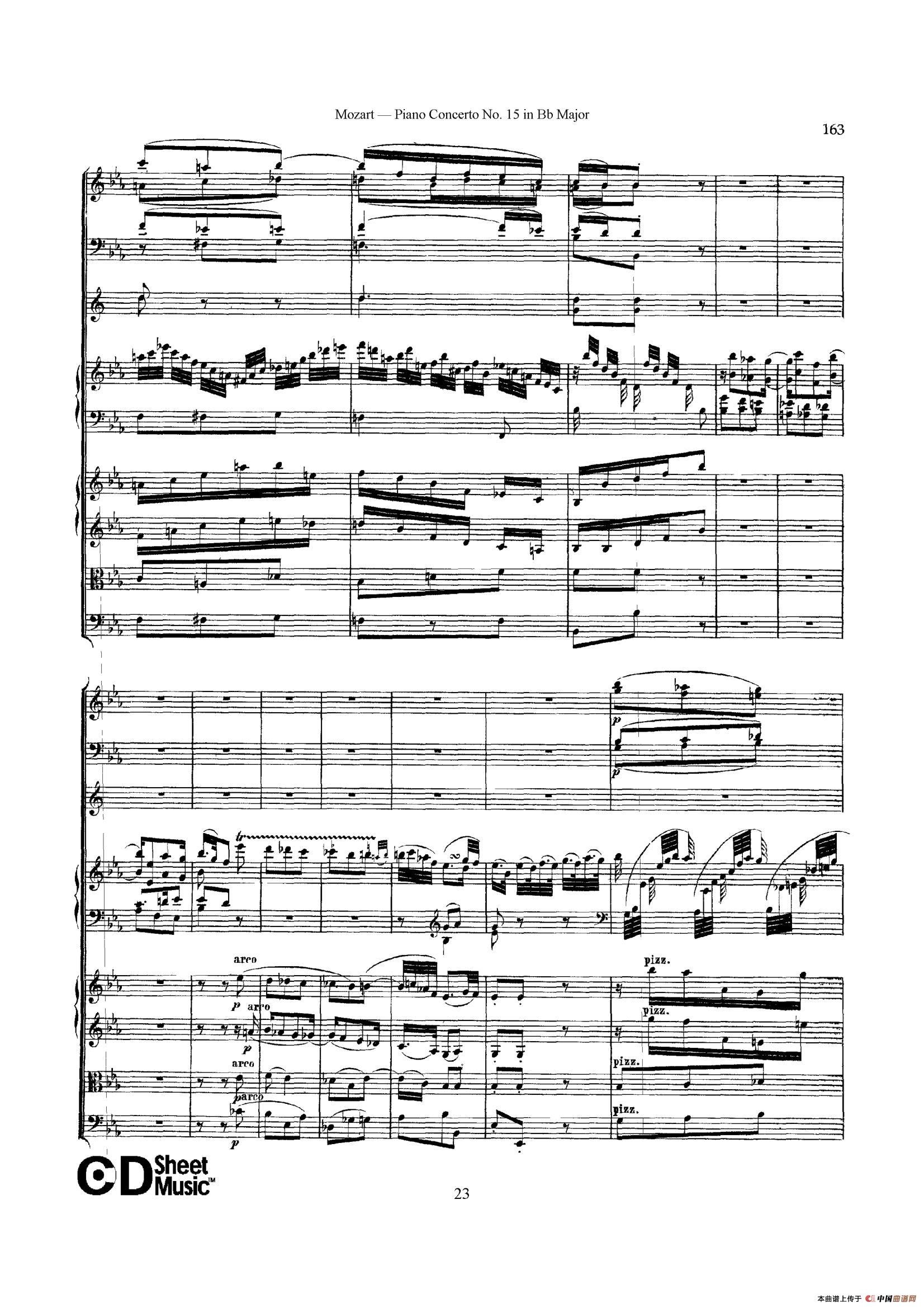 Piano Concerto No.15 in Bb Major K.450 - Full Score （降B大调