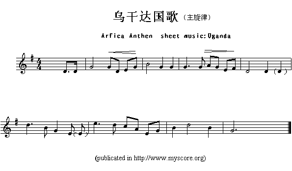 各国国歌主旋律：肯尼亚（Arfica Anthem sheet musec