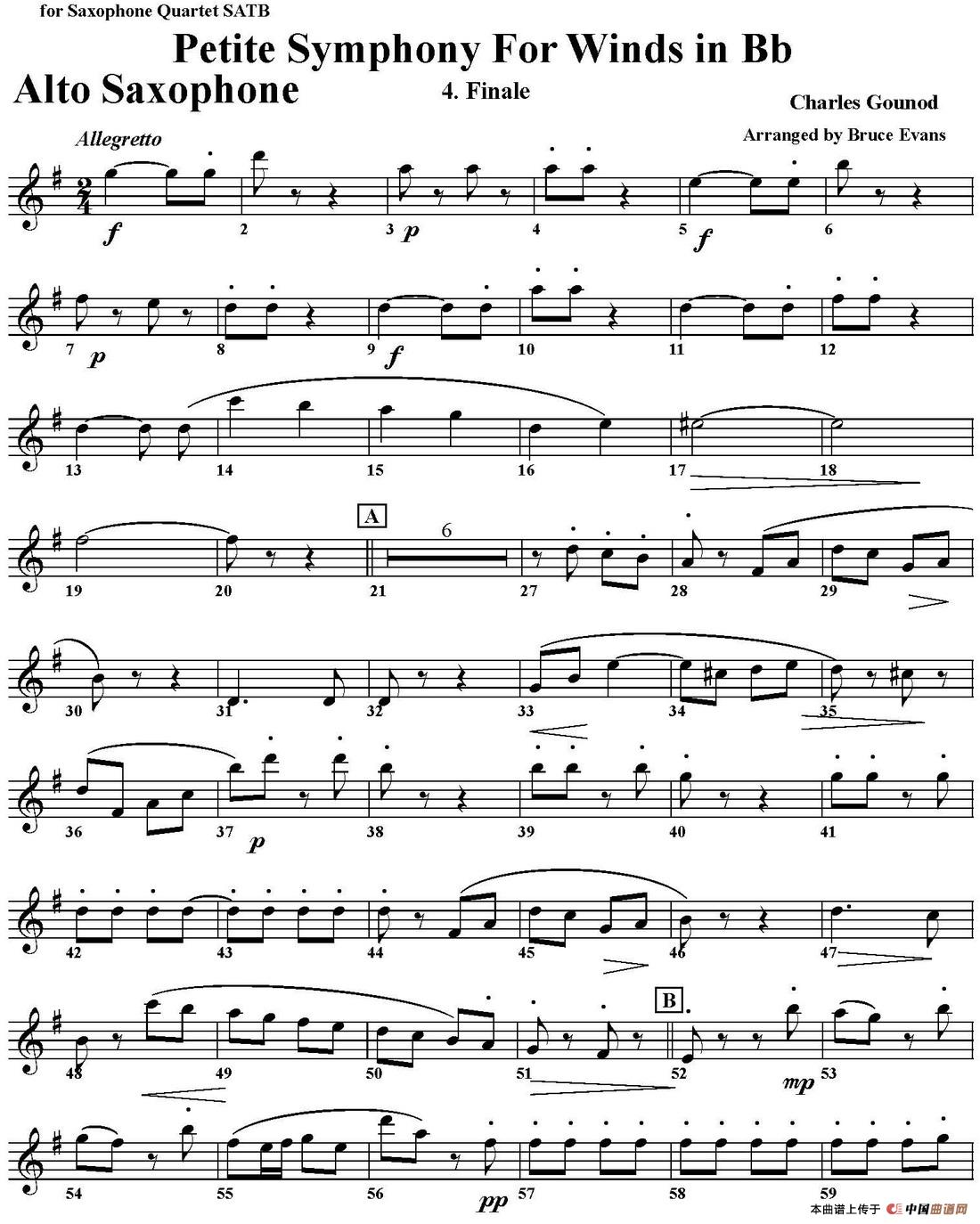 Petite Symphony For Winds in Bb（四重奏·中音萨克斯分