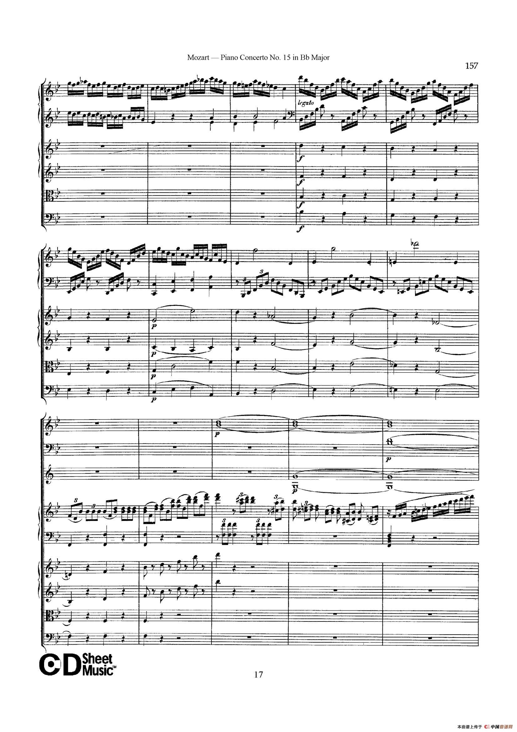 Piano Concerto No.15 in Bb Major K.450 - Full Score （降B大调