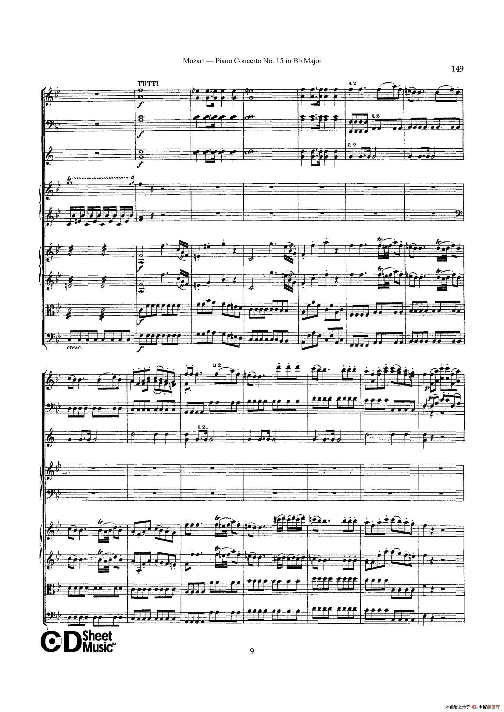 Piano Concerto No.15 in Bb Major K.450 - Full Score （降B大调