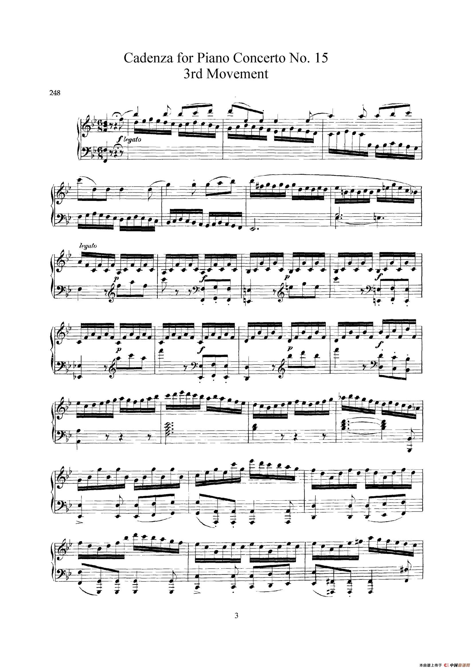 Piano Concerto No.15 in Bb Major K.450 - Full Score （降B大调