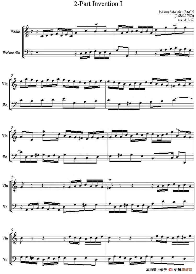 2-Part Invention I（二部创意曲 No.1）（小提琴、大提