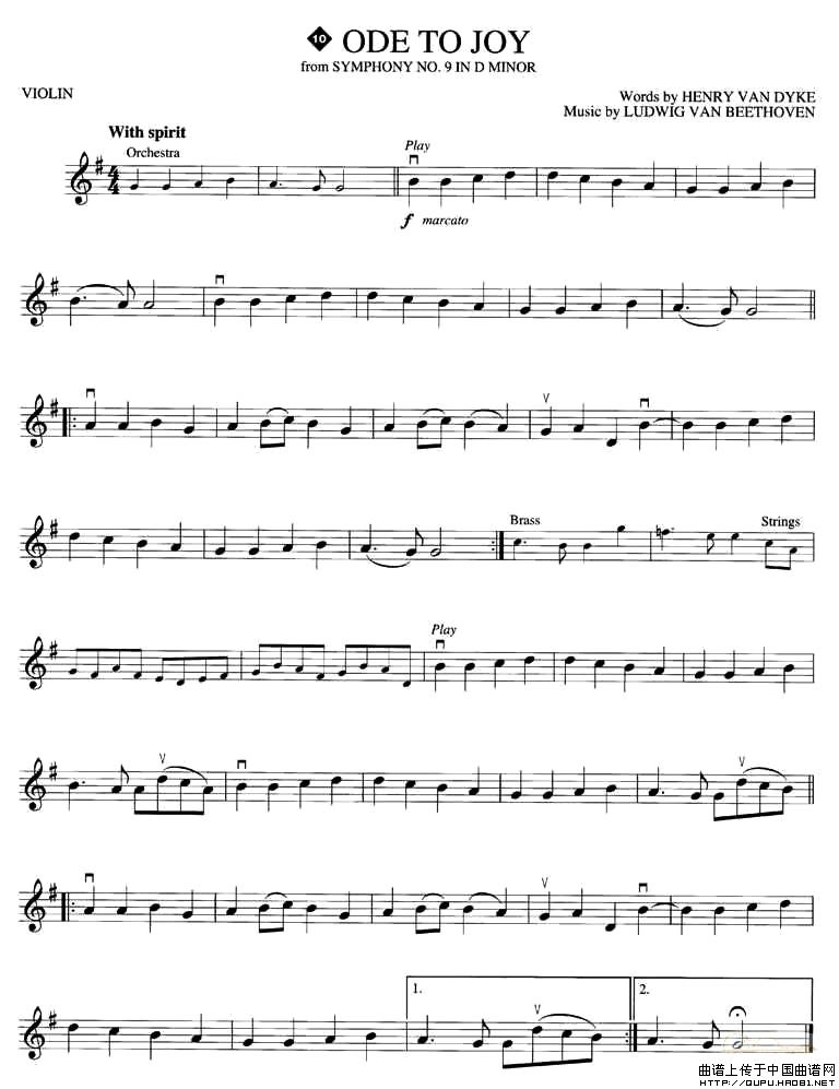 ODE TO JOY小提琴谱