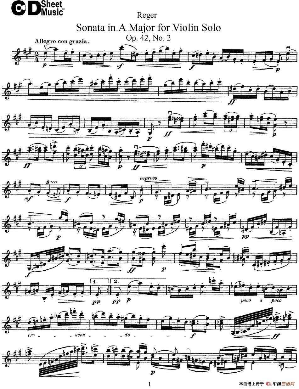 Sonata in A Major for Solo Violin Op.42 No.2