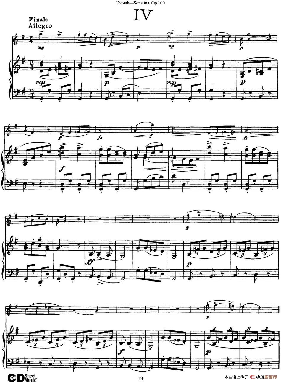 Violin Sonatina Op.100（小提琴+钢琴伴奏）