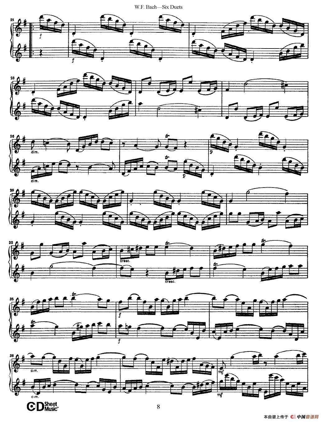 W.F.巴赫—六首二重奏练习曲（2）长笛谱