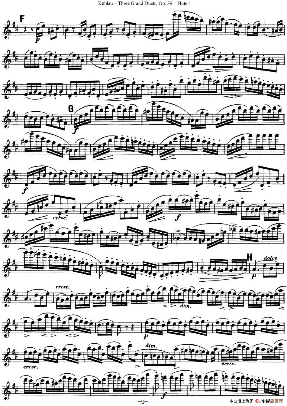 库劳长笛二重奏大练习曲Op.39——Flute 1（No.3）