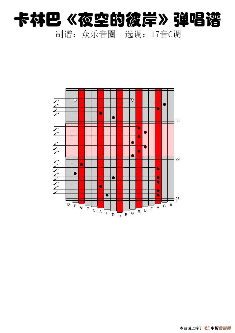 夜空的彼岸（17音卡林巴琴谱、弹唱演奏）