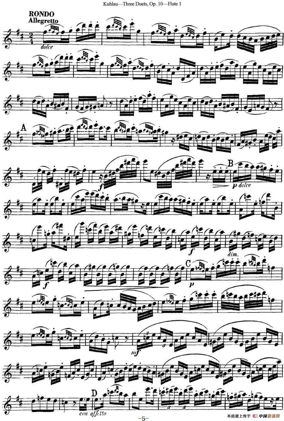 库劳长笛二重奏练习曲Op.10——Flute 1（No.2）