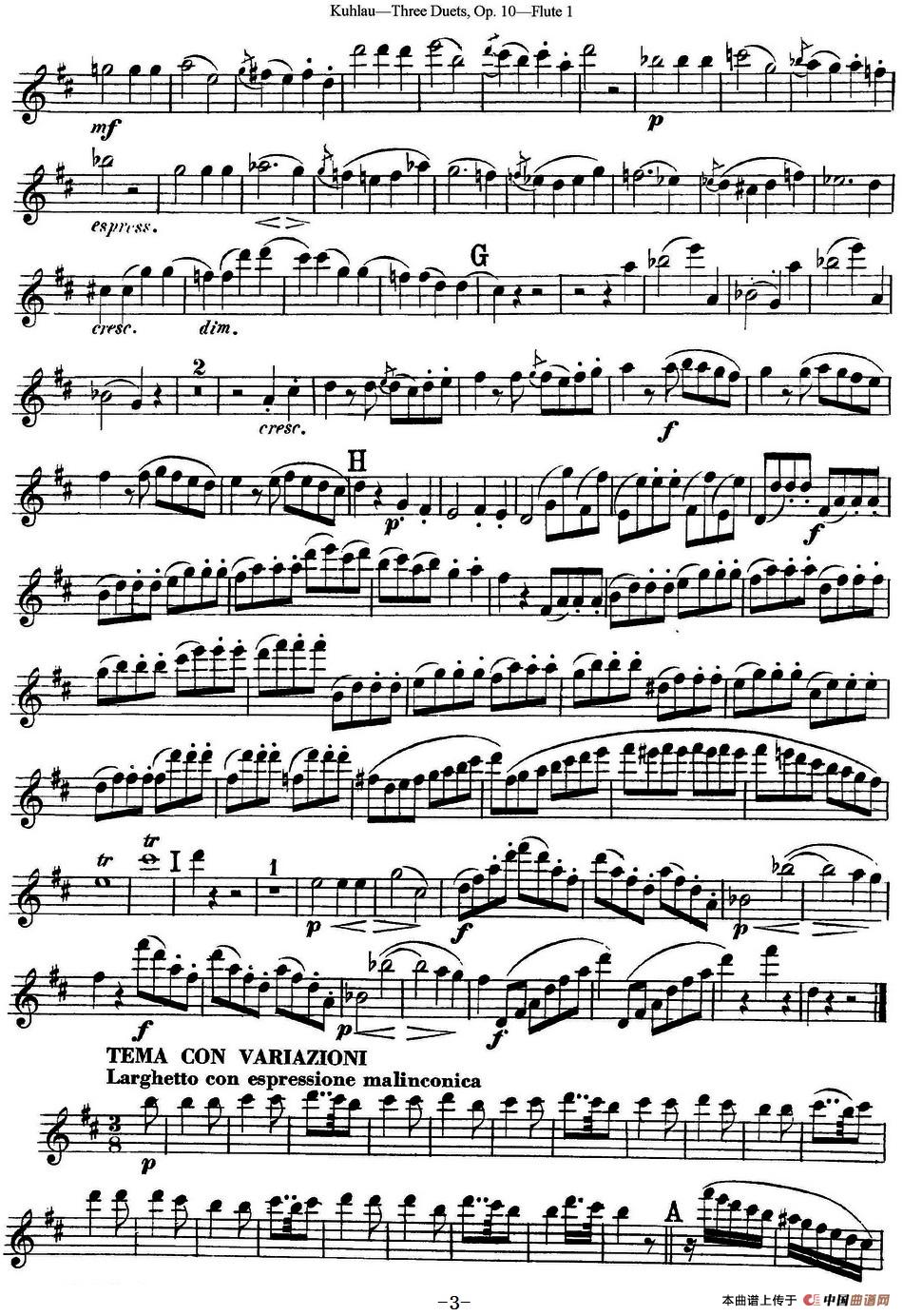 库劳长笛二重奏练习曲Op.10——Flute 1（No.2）
