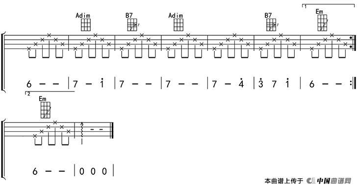 白桦林（ukulele四线谱）