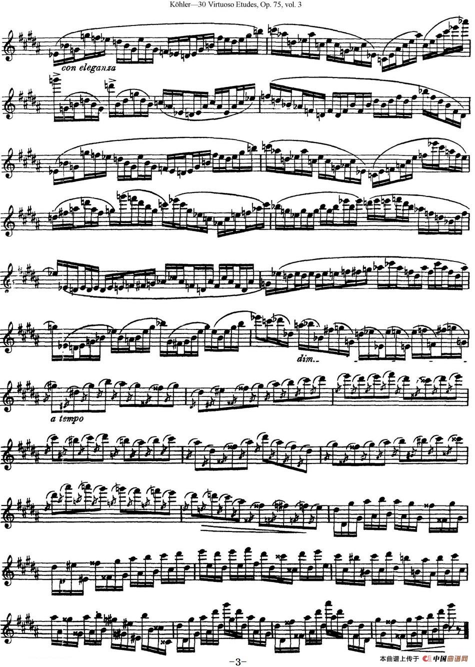 柯勒30首高级长笛练习曲作品75号（NO.29）