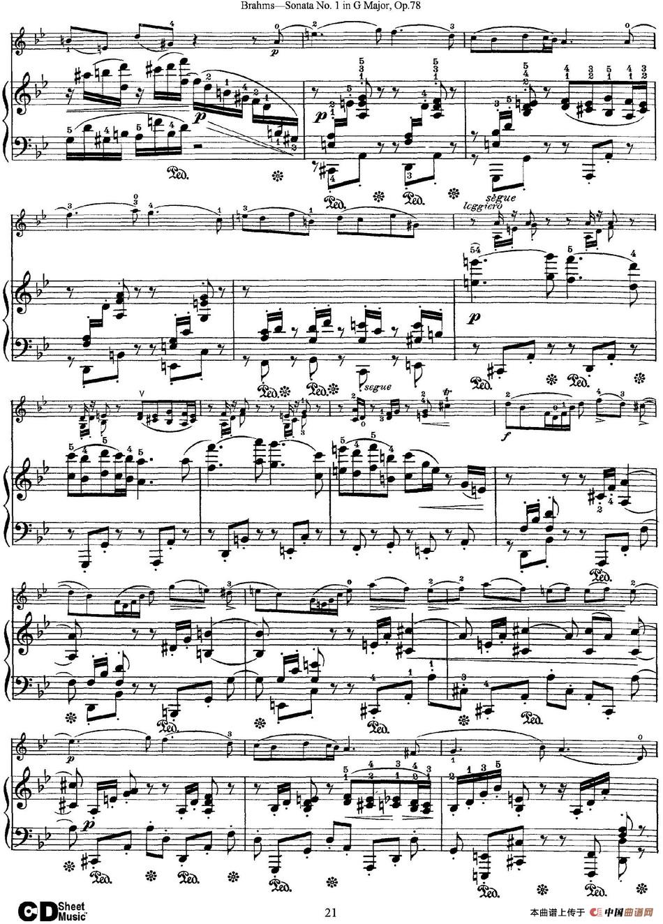 Violin Sonata No.1 in G Major Op.78（小提琴+钢琴伴奏）