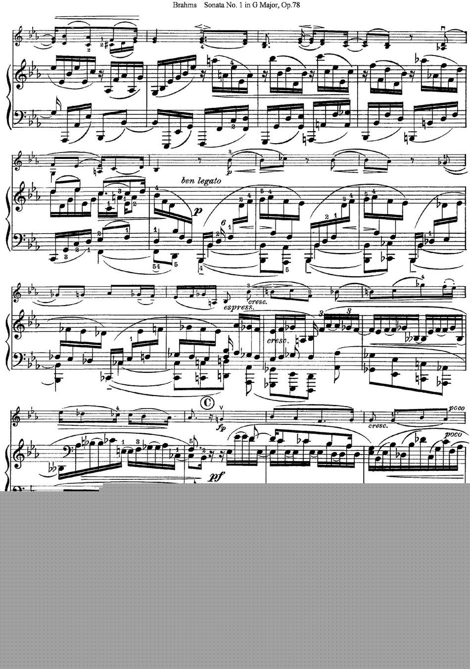 Violin Sonata No.1 in G Major Op.78（小提琴+钢琴伴奏）