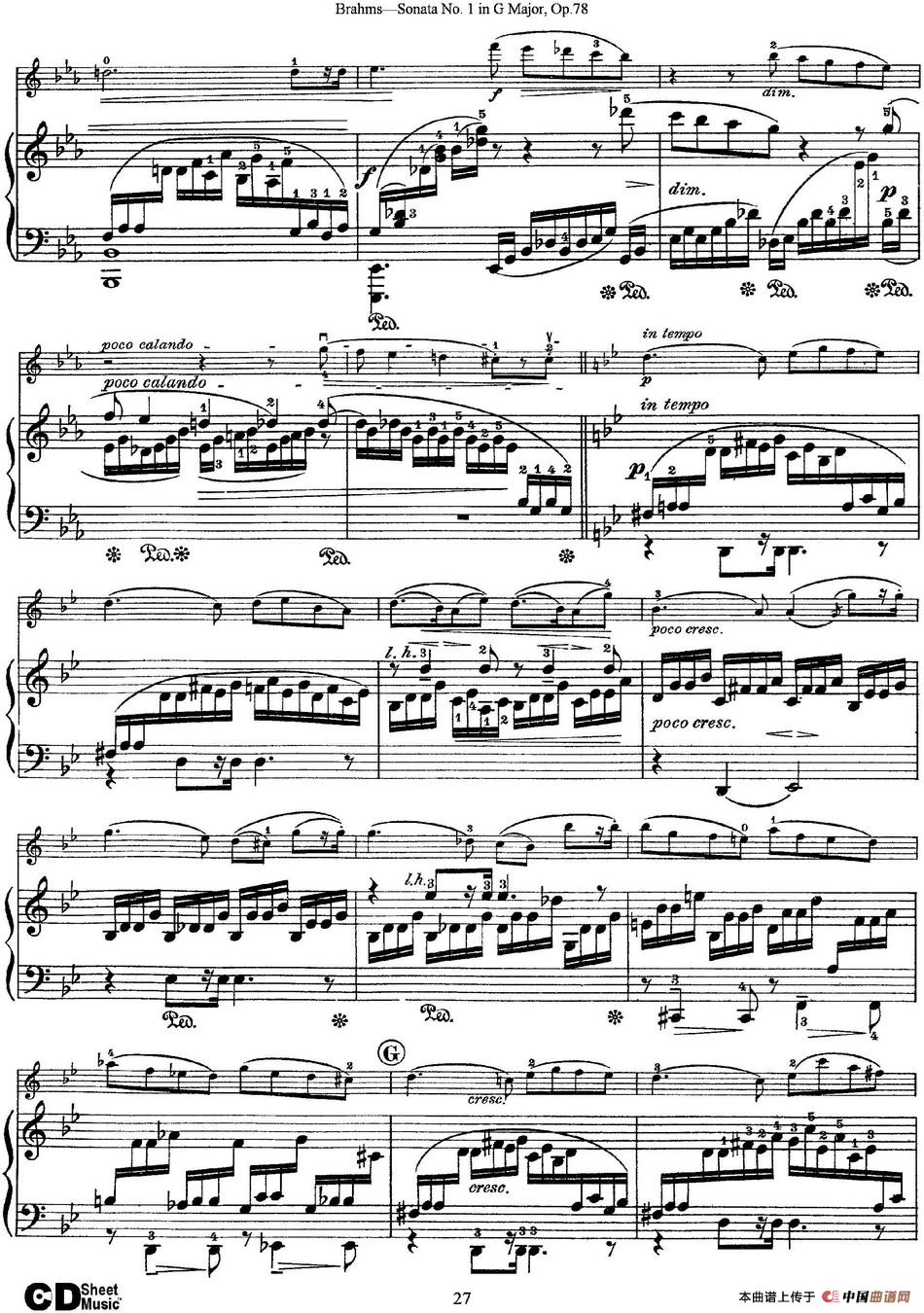 Violin Sonata No.1 in G Major Op.78（小提琴+钢琴伴奏）