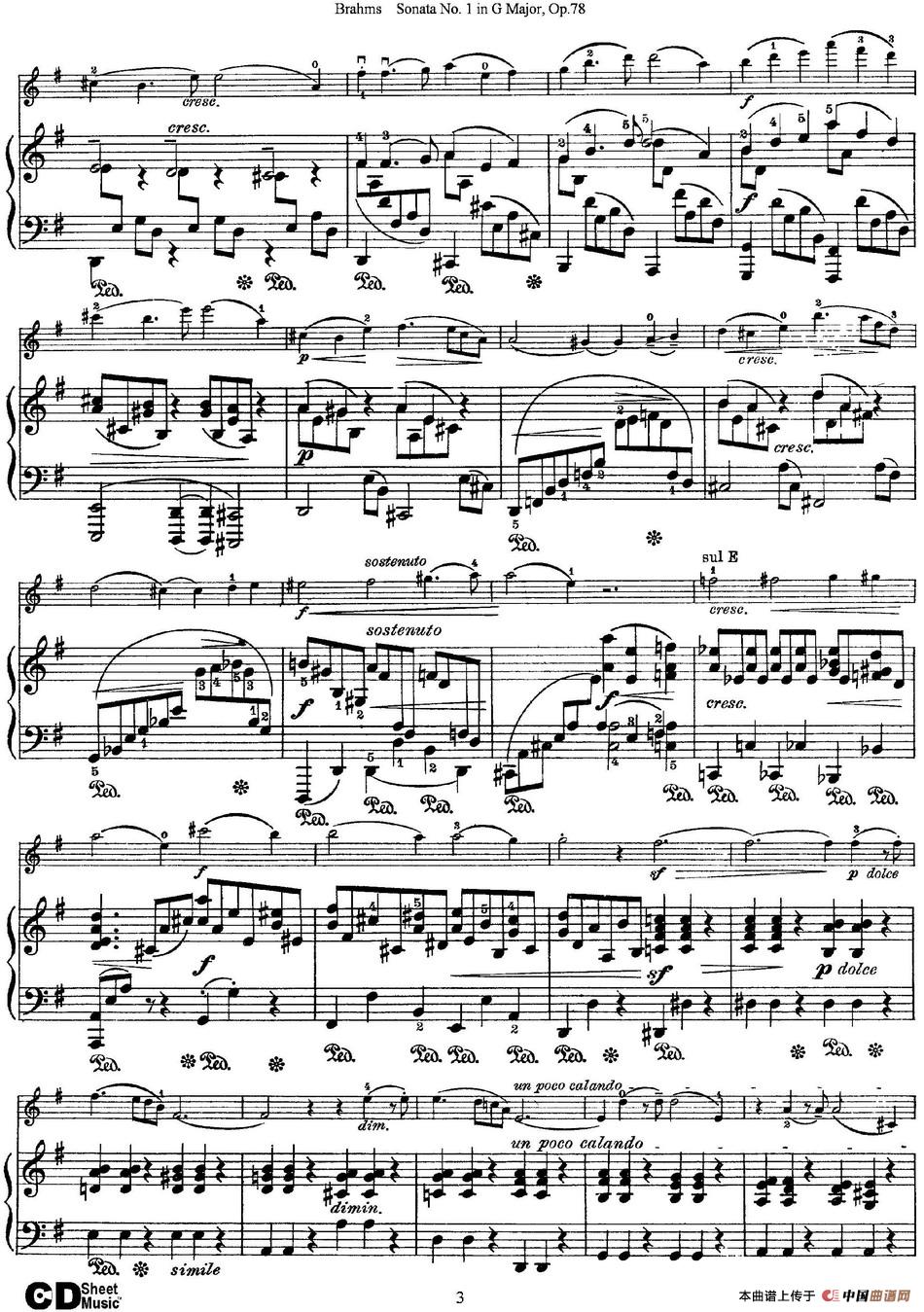 Violin Sonata No.1 in G Major Op.78（小提琴+钢琴伴奏）