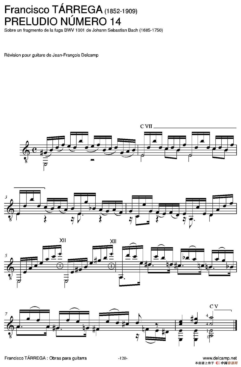 PRELUDIO NUMERO 14(Sobre un fragmento de la fuga BWV 1001 de