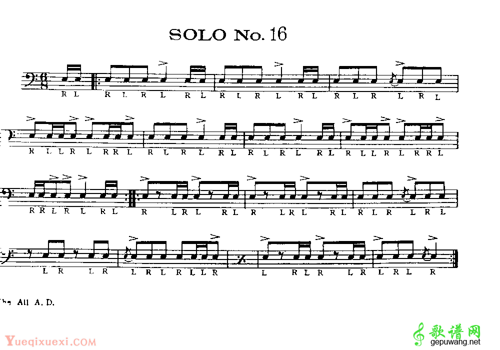 美国军鼓150条精华SOLO系列之《SOLO No.16》