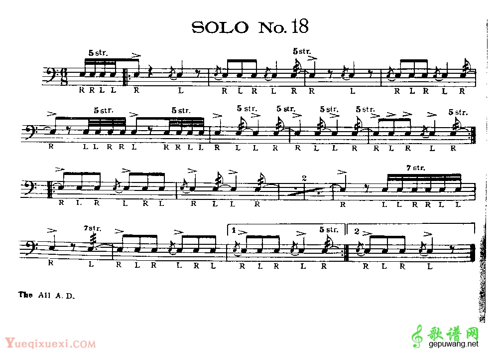 美国军鼓150条精华SOLO系列之《SOLO No.18》