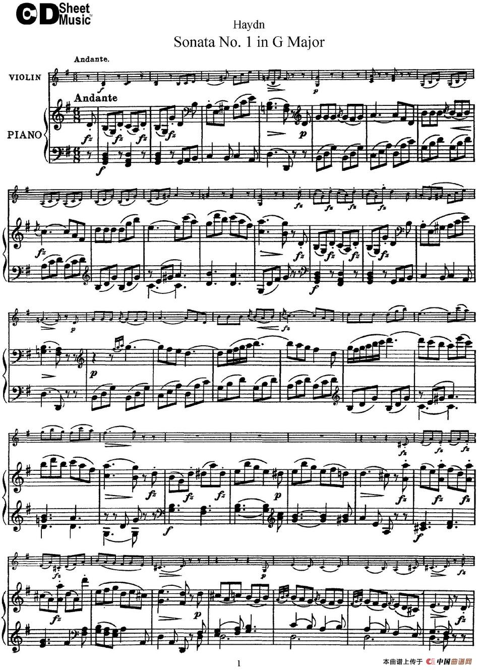 Violin Sonata No.1 in G Major（小提琴+钢琴伴奏）