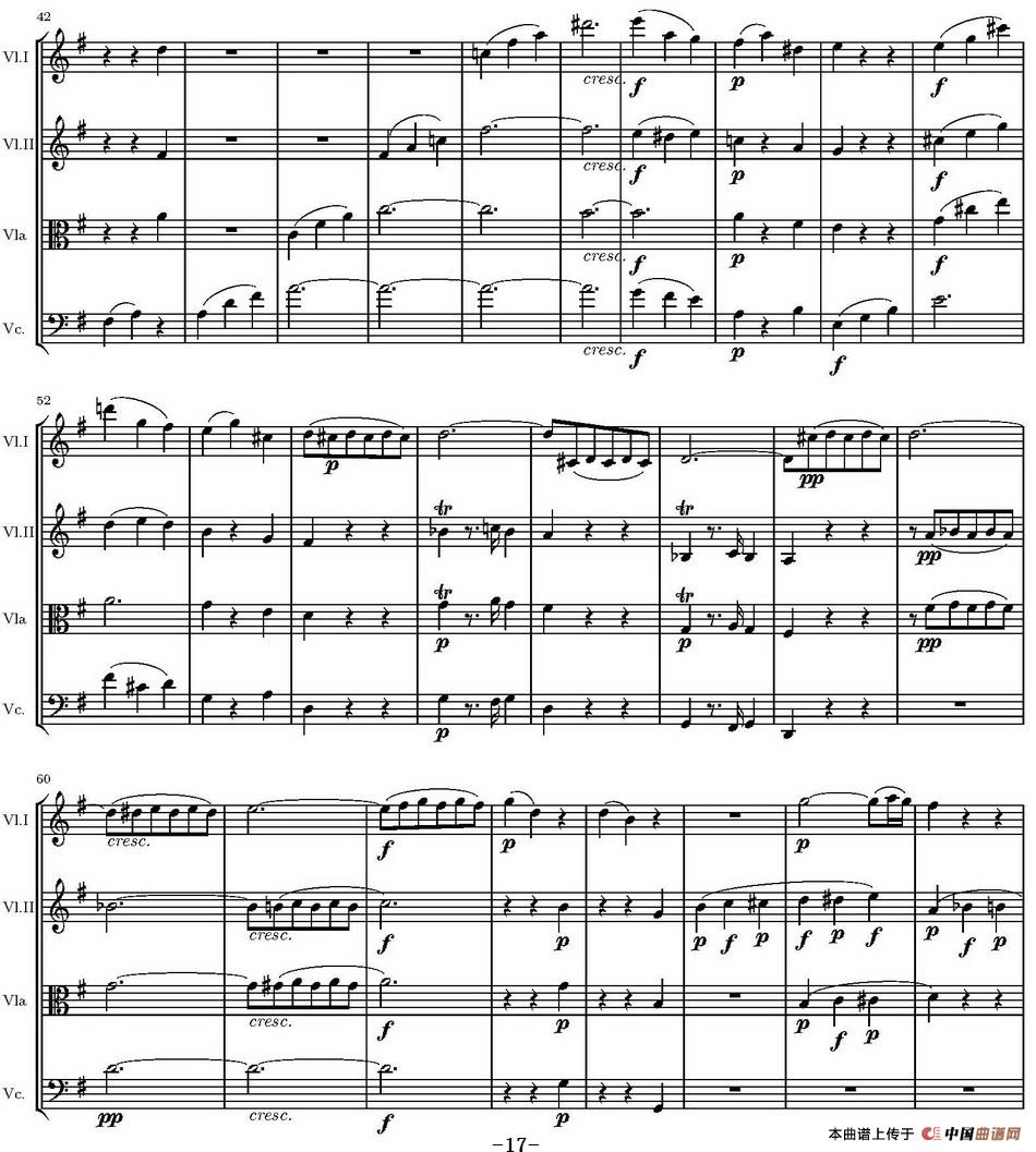 String Quartet KV.387（G大调弦乐四重奏）