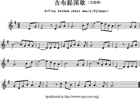 各国国歌主旋律：布拉提（Arfica Anthem sheet music