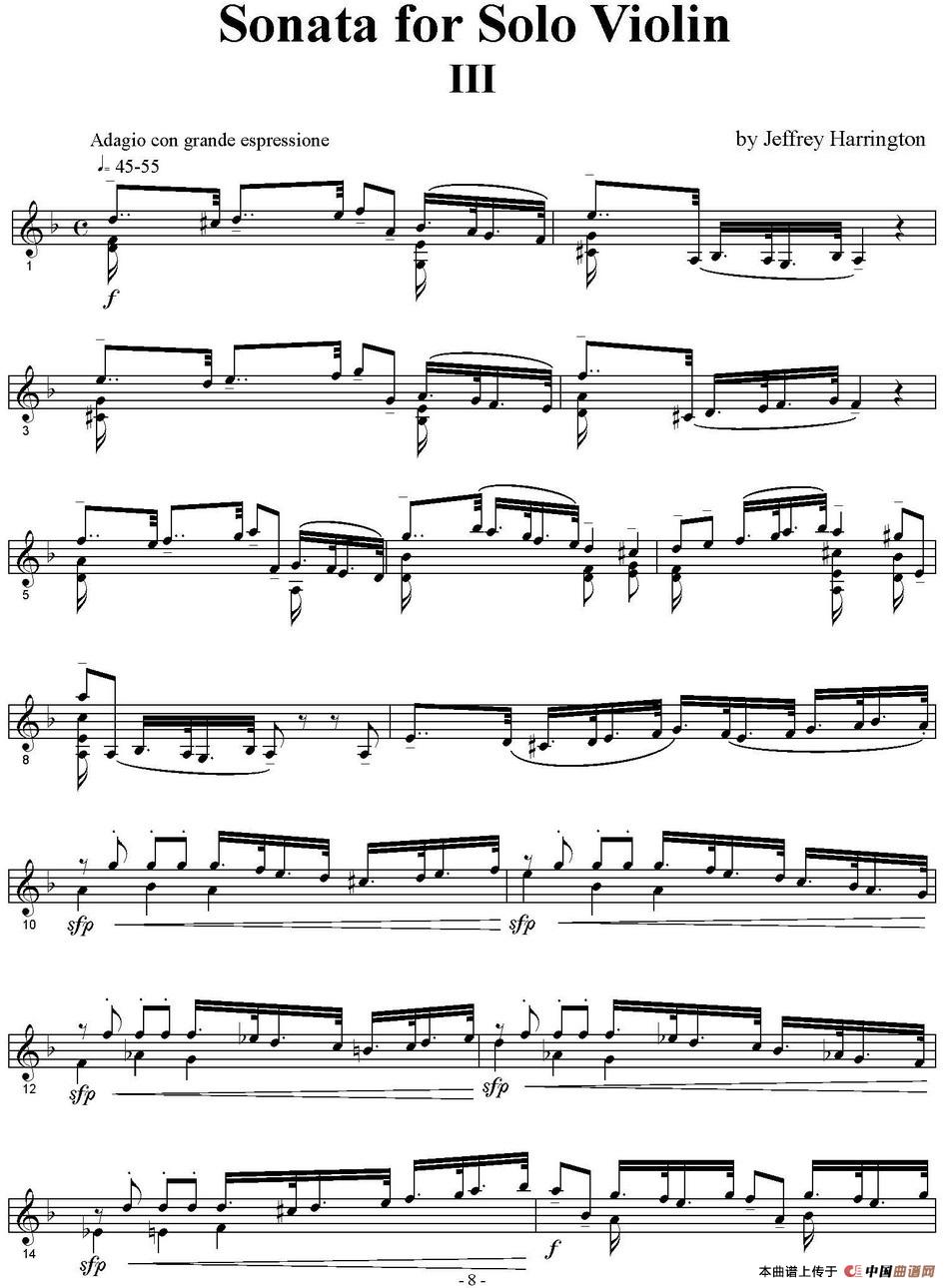 Sonata for Solo violin（小提琴奏鸣曲、III）